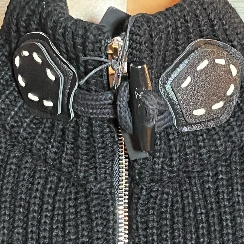 LCR Black Edition Sweater Full Zip Cardigan Black Chunky Knit Men's Size XXL NWT